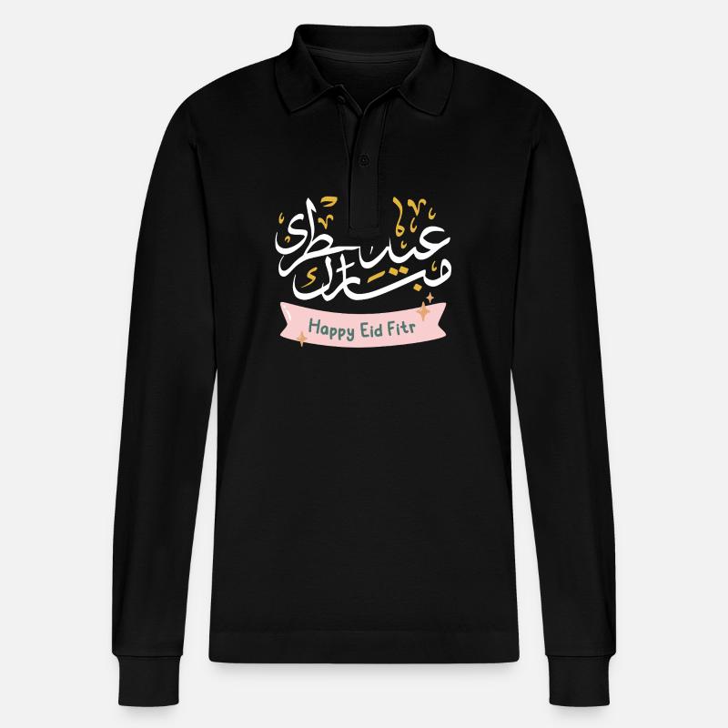 Islam Eid Mubarak - Polo à manches longues bio PREPSTER Stanley/Stella Unisexe - noir