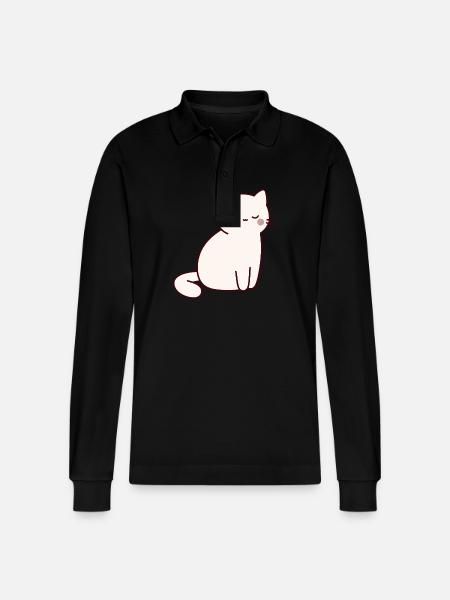 Cat Pets - Stanley/Stella Organic Unisex Long-Sleeved Polo Shirt Prepster - black
