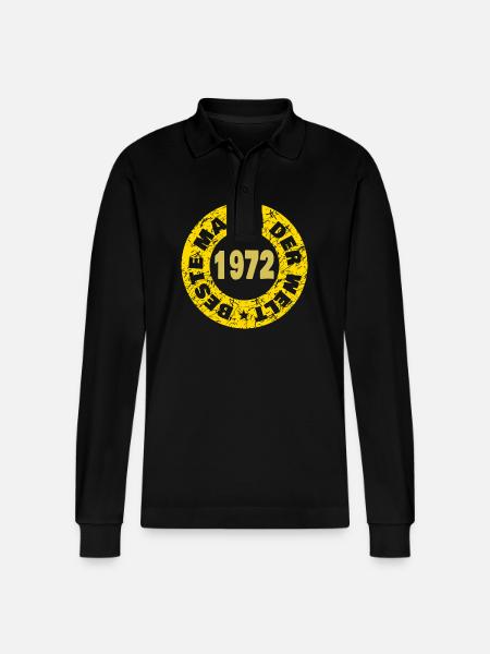 Mama 1972 - Stanley/Stella Organic Unisex Long-Sleeved Polo Shirt Prepster - black