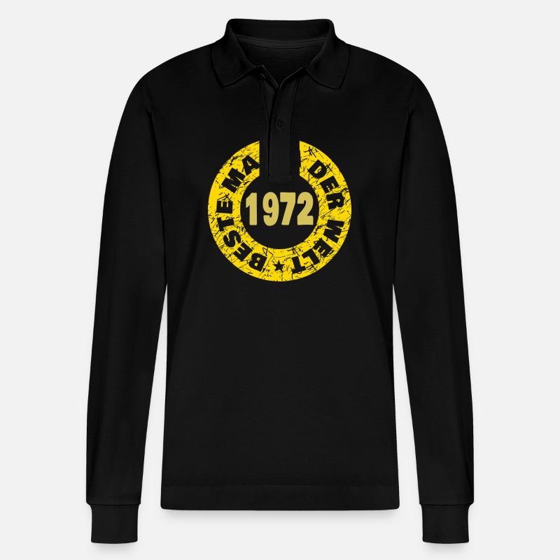 Mama 1972 - Stanley/Stella Unisex Bio-Langarm-Poloshirt Prepster - Schwarz