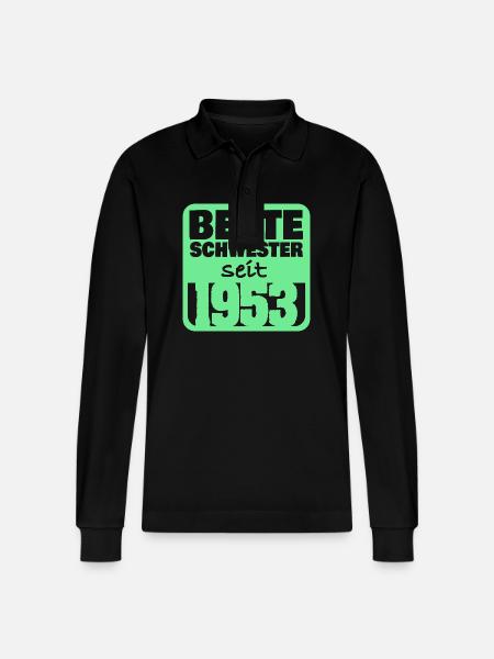 Schwester 1953 - Stanley/Stella Unisex Bio-Langarm-Poloshirt Prepster - Schwarz