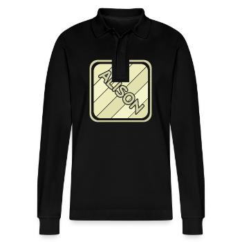Gift for Alison - Stanley/Stella Organic Unisex Long-Sleeved Polo Shirt Prepster - black - Front - Anna (173cm) & Nico (186cm)