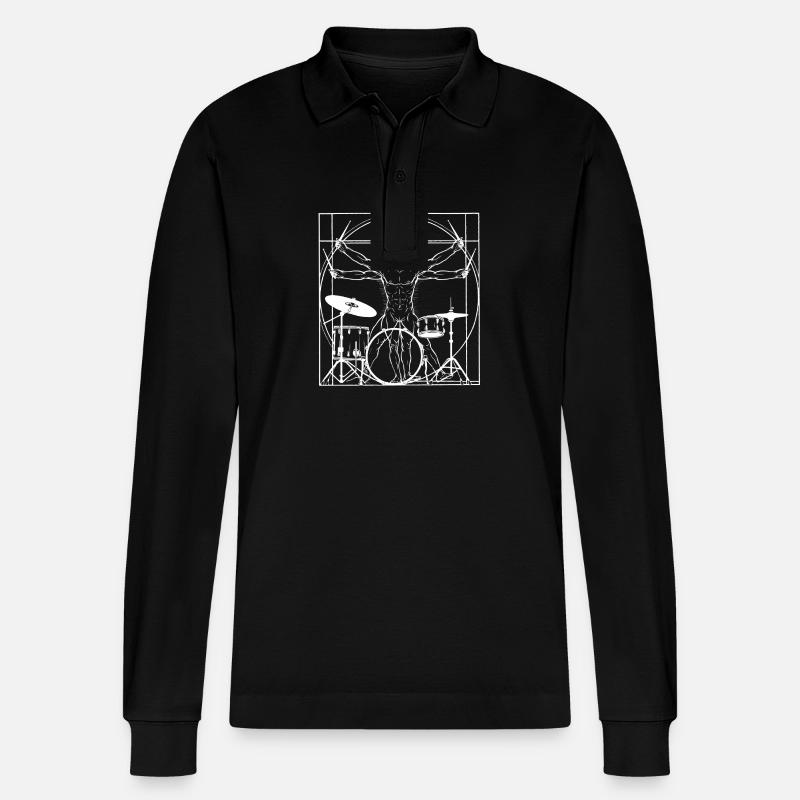 Drummer - Drum Drum Trommel - Stanley/Stella Unisex Bio-Langarm-Poloshirt Prepster - Schwarz