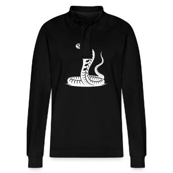 Cobra Schlange Nackenschild Drohhaltung Design - Stanley/Stella Unisex Bio-Langarm-Poloshirt Prepster - Schwarz - Vorne - Anna (173cm) & Nico (186cm)