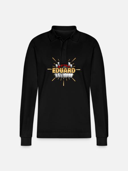 Gift for Eduard - Stanley/Stella Organic Unisex Long-Sleeved Polo Shirt Prepster - black