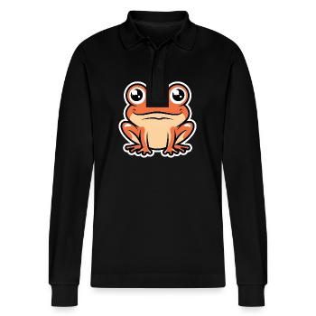 toad - Stanley/Stella Organic Unisex Long-Sleeved Polo Shirt Prepster - black - Front - Anna (173cm) & Nico (186cm)