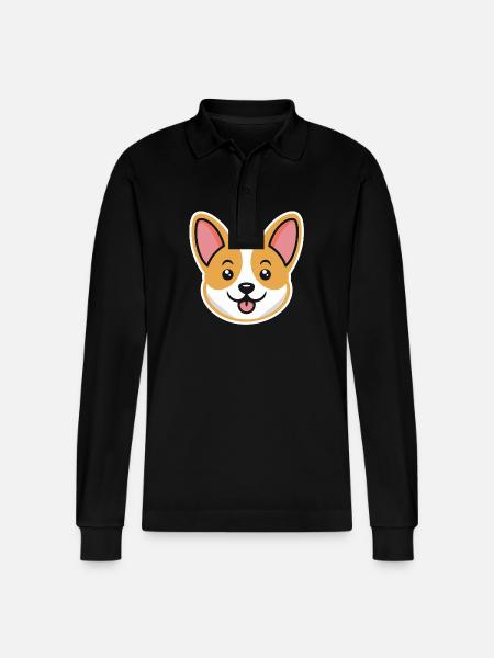 corgi - Stanley/Stella Organic Unisex Long-Sleeved Polo Shirt Prepster - black