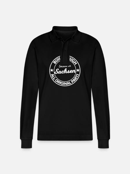 The Saxon Legends - Stanley/Stella Organic Unisex Long-Sleeved Polo Shirt Prepster - black