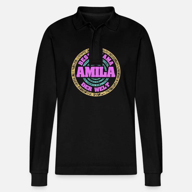 Mutter Amila - Stanley/Stella Unisex Bio-Langarm-Poloshirt Prepster - Schwarz