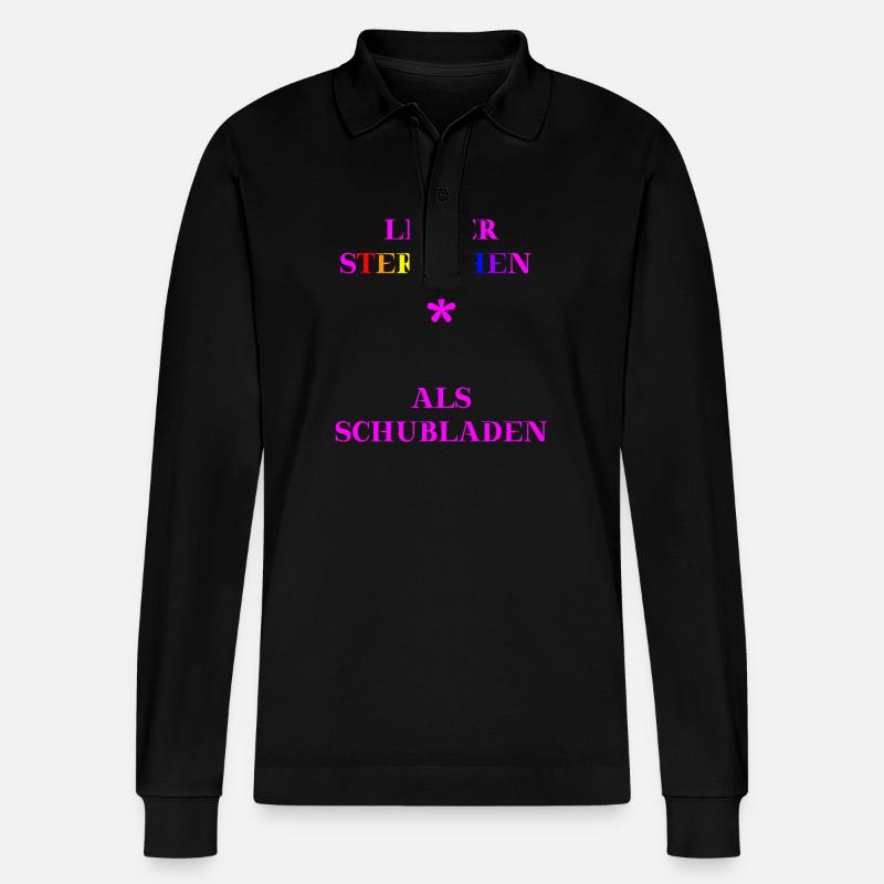 Lieber Sternchen als Schubladen Geschenkidee - Stanley/Stella Unisex Bio-Langarm-Poloshirt Prepster - Schwarz