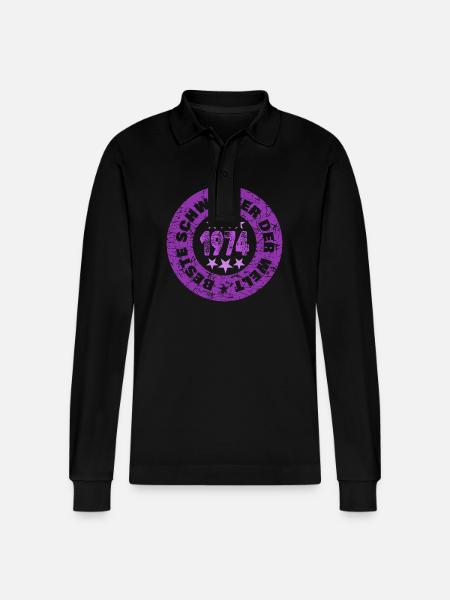 Year 1974 - Stanley/Stella Organic Unisex Long-Sleeved Polo Shirt Prepster - black
