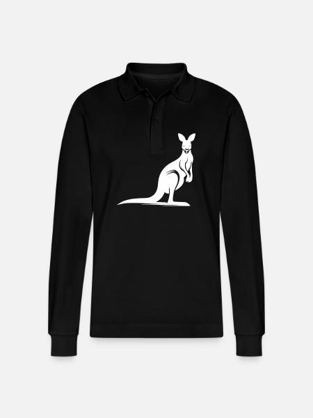 Silhouette of a graceful kangaroo - Stanley/Stella Organic Unisex Long-Sleeved Polo Shirt Prepster - black
