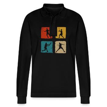 Tennis Mama Tennisspieler Spruch Geschenk Sport - Stanley/Stella Unisex Bio-Langarm-Poloshirt Prepster - Schwarz - Vorne - Anna (173cm) & Nico (186cm)