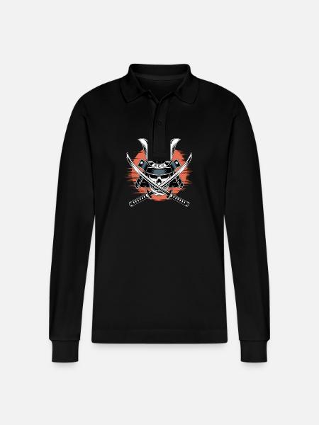 Japanese Samurai Warrior - Stanley/Stella Organic Unisex Long-Sleeved Polo Shirt Prepster - black