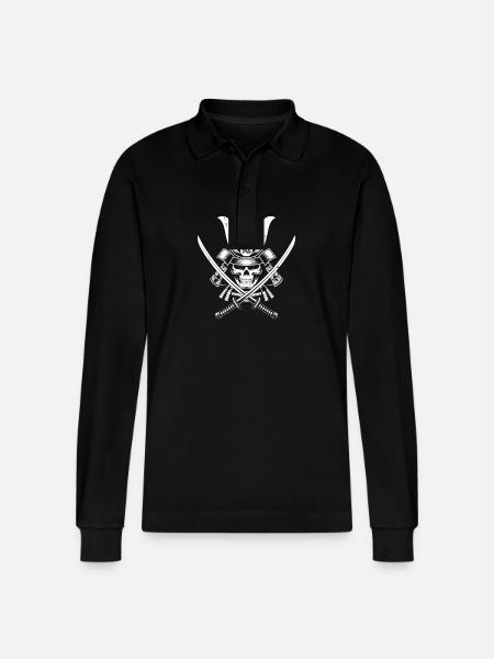 Japanese Samurai Warrior - Stanley/Stella Organic Unisex Long-Sleeved Polo Shirt Prepster - black