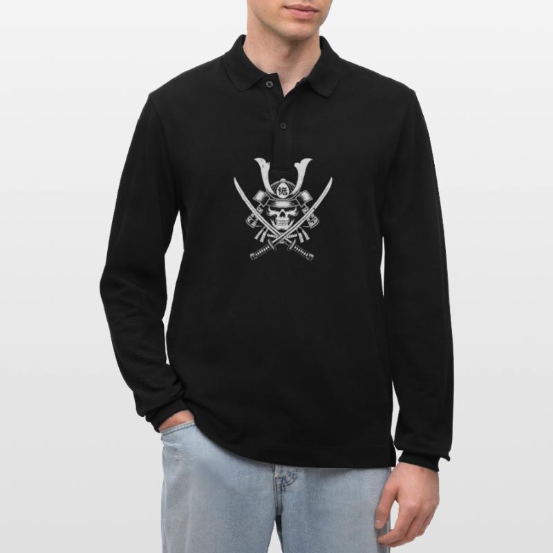 Japanischer Samurai-Krieger Stanley/Stella Unisex Bio-Langarm-Poloshirt Prepster