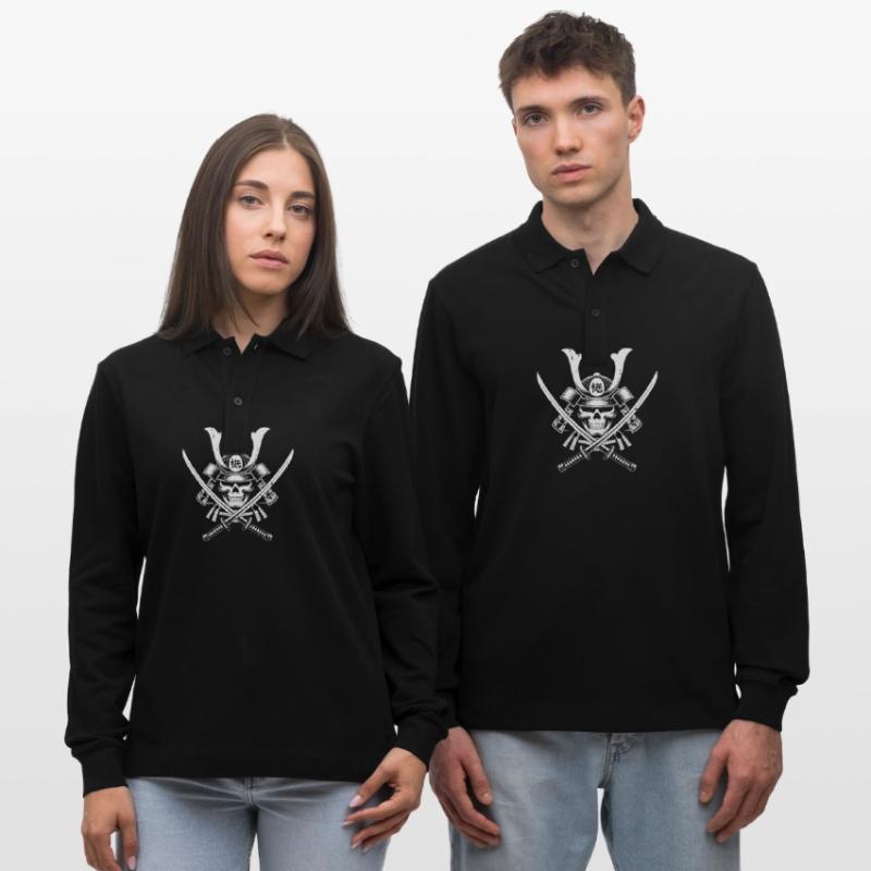 Japanischer Samurai-Krieger Stanley/Stella Unisex Bio-Langarm-Poloshirt Prepster