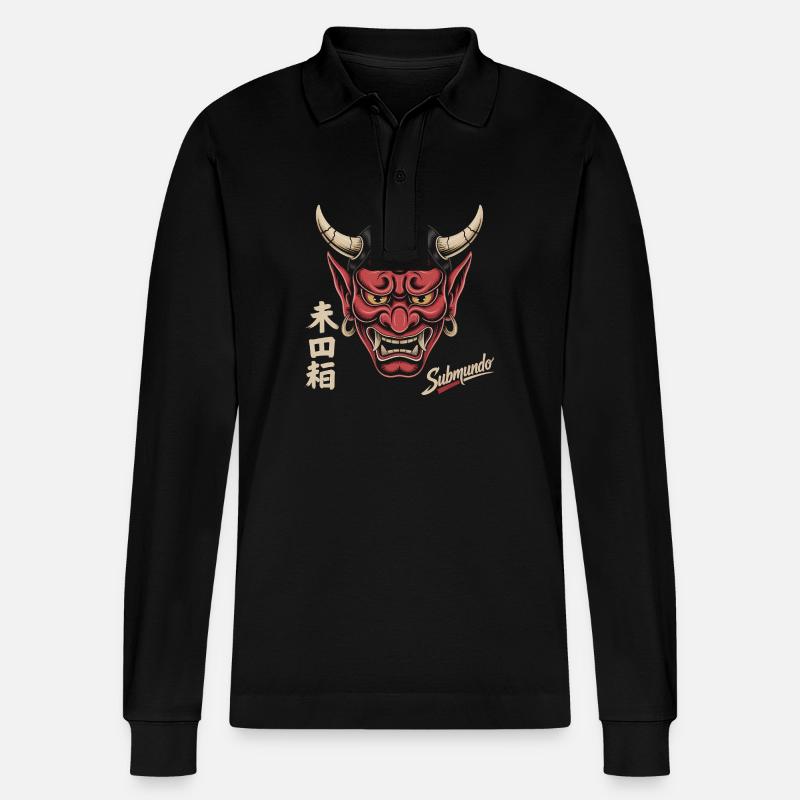 Masque japonais - Polo à manches longues bio PREPSTER Stanley/Stella Unisexe - noir