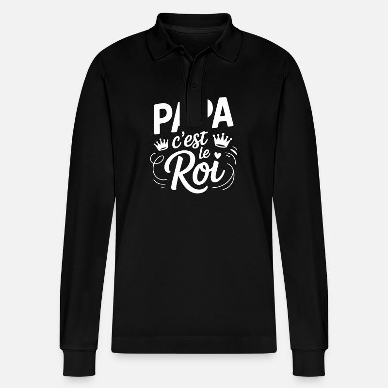 Papa c'est le roi - Polo à manches longues bio PREPSTER Stanley/Stella Unisexe - noir