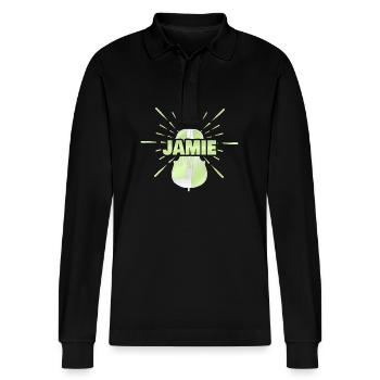 String instrument J - Stanley/Stella Organic Unisex Long-Sleeved Polo Shirt Prepster - black - Front - Anna (173cm) & Nico (186cm)