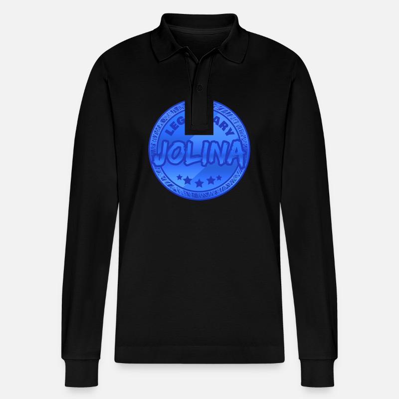 Jolina als Vorname - Stanley/Stella Unisex Bio-Langarm-Poloshirt Prepster - Schwarz