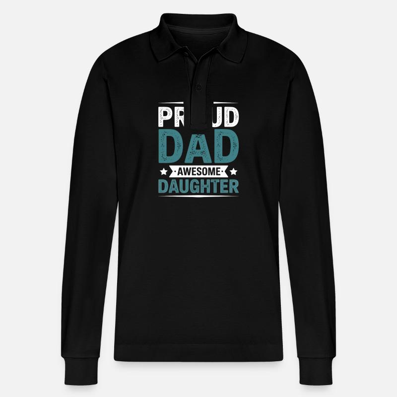 Vater und Tochter - Stanley/Stella Unisex Bio-Langarm-Poloshirt Prepster - Schwarz