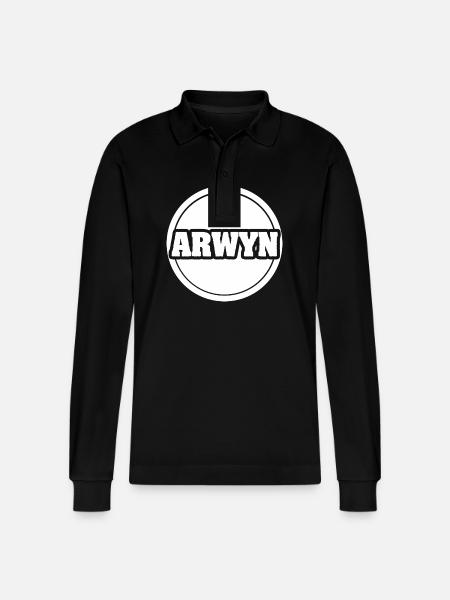 First name Arwyn - Stanley/Stella Organic Unisex Long-Sleeved Polo Shirt Prepster - black