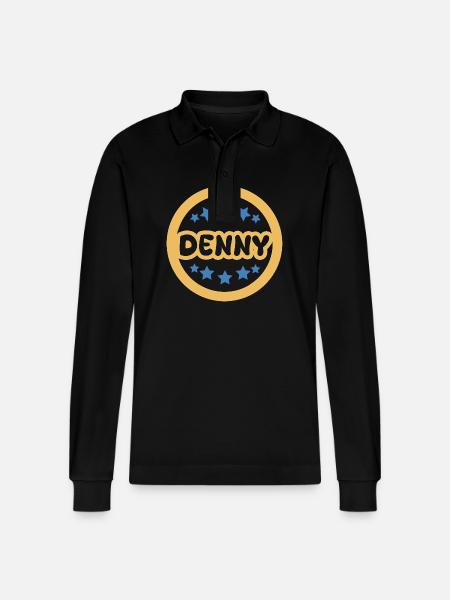 First name Denny - Stanley/Stella Organic Unisex Long-Sleeved Polo Shirt Prepster - black