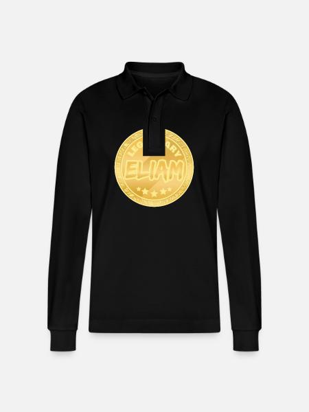 First name Eliam - Stanley/Stella Organic Unisex Long-Sleeved Polo Shirt Prepster - black