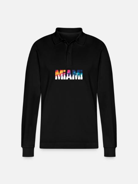 Miami - Cool City Logo - Stanley/Stella Organic Unisex Long-Sleeved Polo Shirt Prepster - black