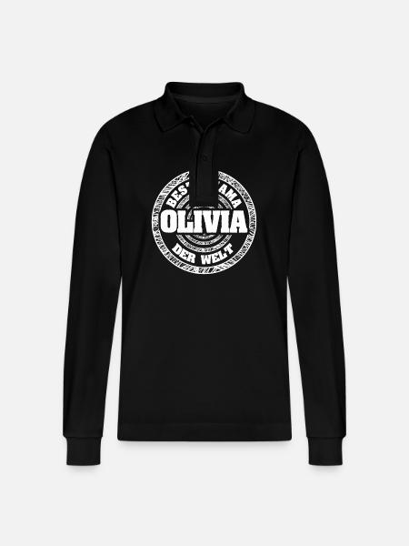 Gift for Olivia - Stanley/Stella Organic Unisex Long-Sleeved Polo Shirt Prepster - black
