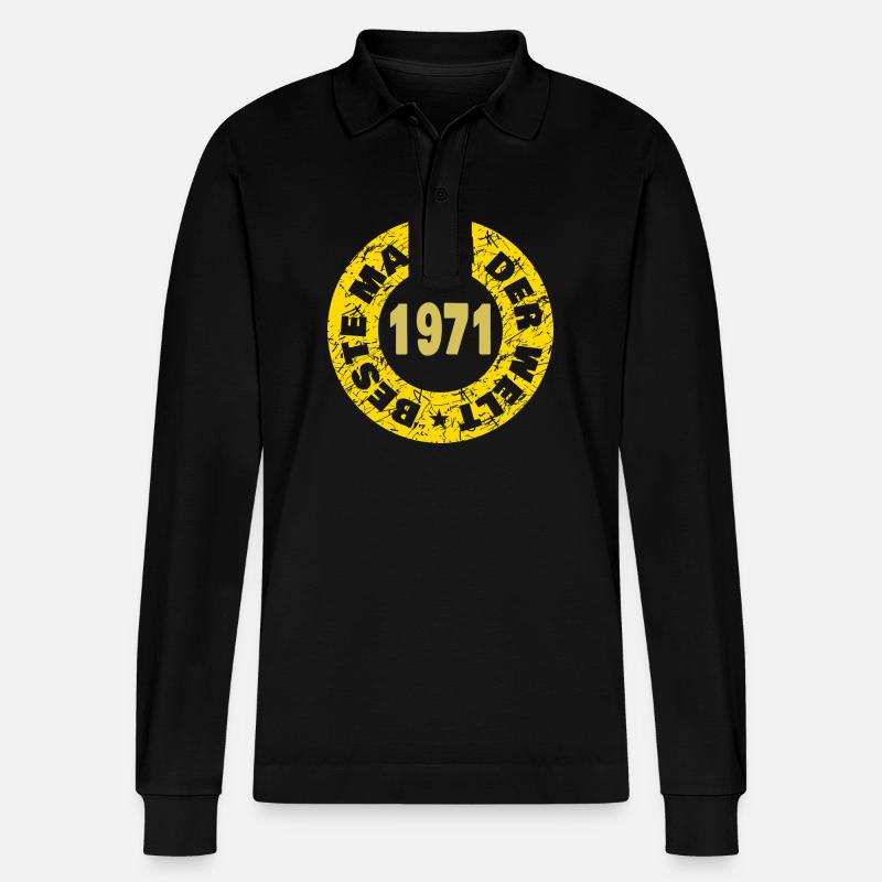 1971 1971 - Stanley/Stella Unisex Bio-Langarm-Poloshirt Prepster - Schwarz