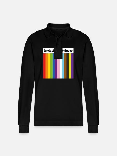 Inclusive Safe Space LGBTQ Pride - Stanley/Stella Organic Unisex Long-Sleeved Polo Shirt Prepster - black