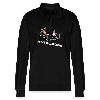 Autocross Stockcar Special Cross - Stanley/Stella Organic Unisex Long-Sleeved Polo Shirt Prepster - black - Front - Anna (173cm) & Nico (186cm)