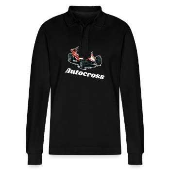 Autocross Stockcar Special Cross - Stanley/Stella Organic Unisex Long-Sleeved Polo Shirt Prepster - black - Front - Anna (173cm) & Nico (186cm)
