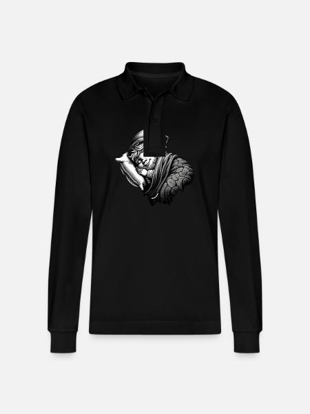 Sleeping Leprechaun (Irish Leprechaun) - Stanley/Stella Organic Unisex Long-Sleeved Polo Shirt Prepster - black