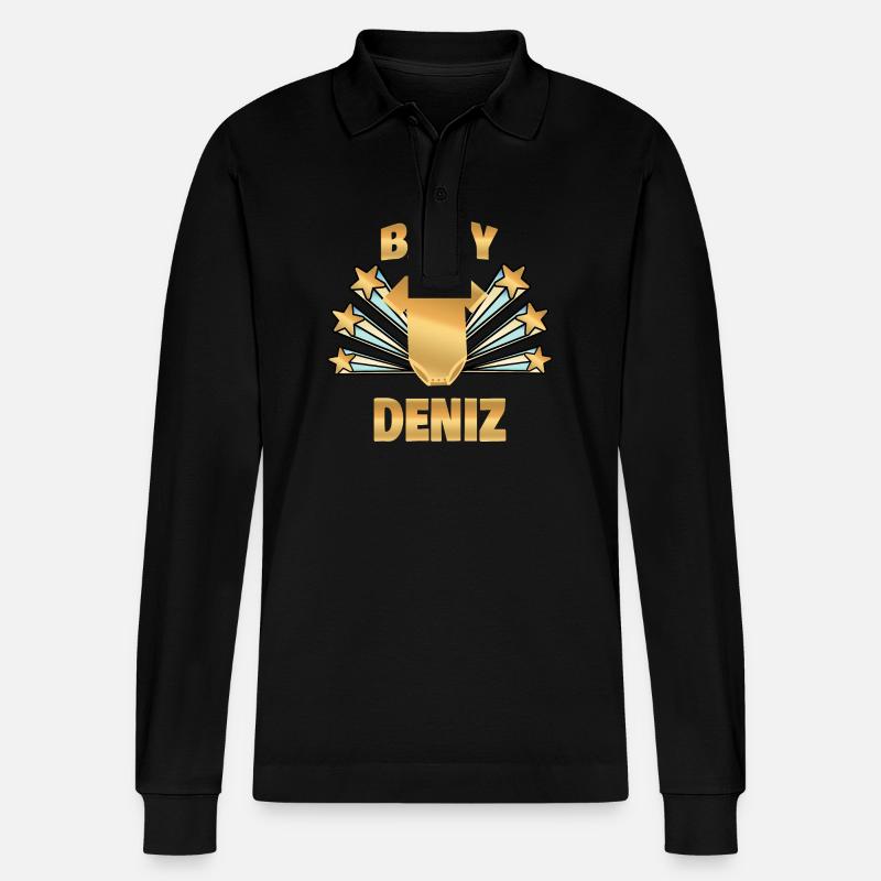 Geburt Deniz - Stanley/Stella Unisex Bio-Langarm-Poloshirt Prepster - Schwarz