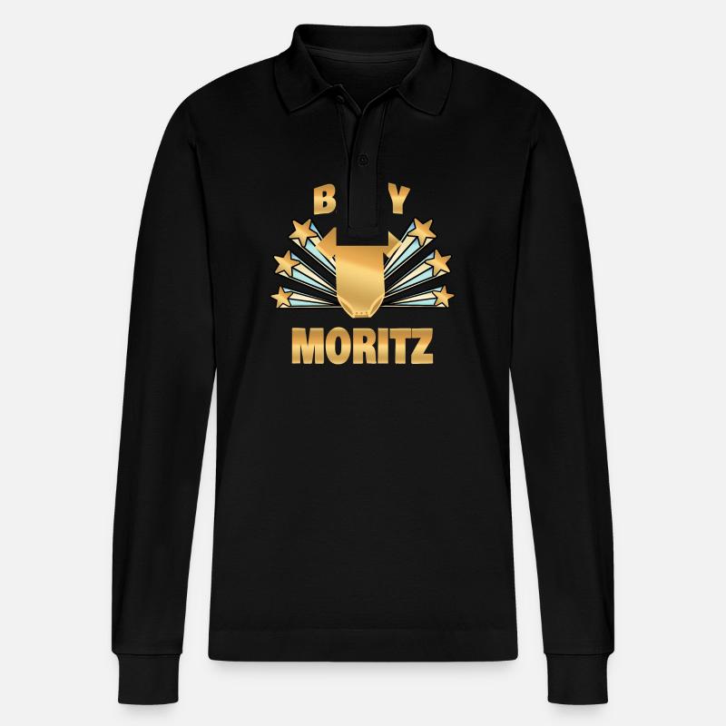 Moritz als Geburt - Stanley/Stella Unisex Bio-Langarm-Poloshirt Prepster - Schwarz