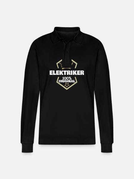 Gift for Electrician - Stanley/Stella Organic Unisex Long-Sleeved Polo Shirt Prepster - black