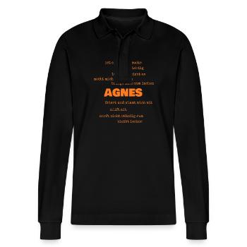 Sprüche Agnes - Stanley/Stella Unisex Bio-Langarm-Poloshirt Prepster - Schwarz - Vorne - Anna (173cm) & Nico (186cm)