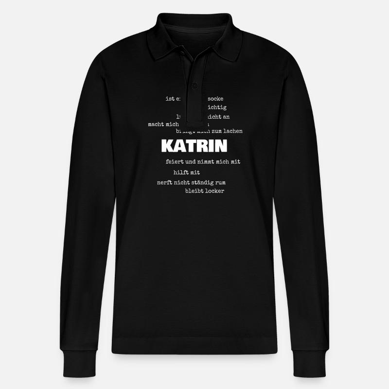 Katrin als Sprüche - Stanley/Stella Unisex Bio-Langarm-Poloshirt Prepster - Schwarz