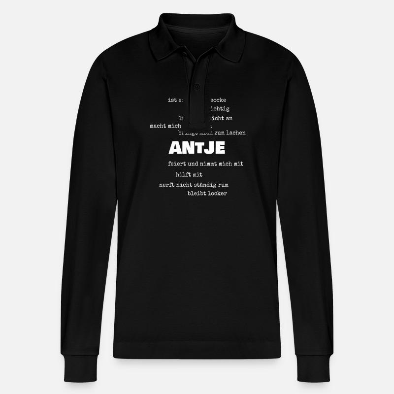 Sprüche Antje - Stanley/Stella Unisex Bio-Langarm-Poloshirt Prepster - Schwarz