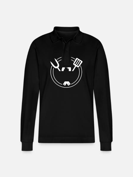 Grill design to personalize - Stanley/Stella Organic Unisex Long-Sleeved Polo Shirt Prepster - black