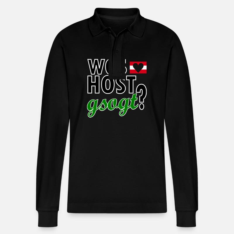 Dialect Dialect Austrian - Stanley/Stella Organic Unisex Long-Sleeved Polo Shirt Prepster - black