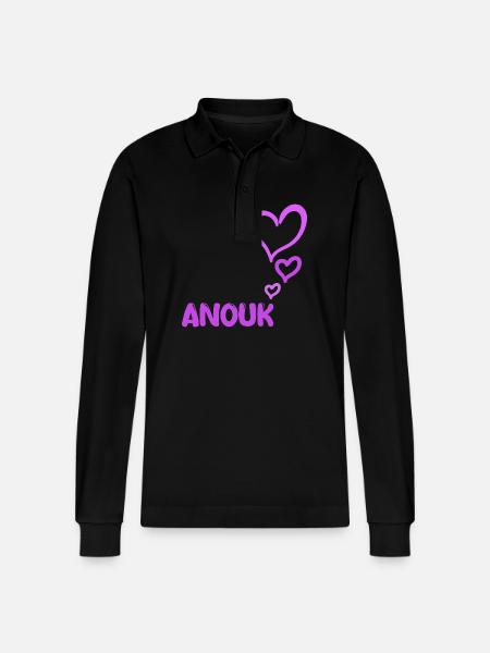Gift for Anouk - Stanley/Stella Organic Unisex Long-Sleeved Polo Shirt Prepster - black