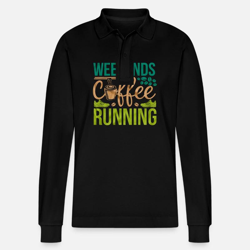 Weekends Coffee Running 6 - Stanley/Stella Unisex Bio-Langarm-Poloshirt Prepster - Schwarz
