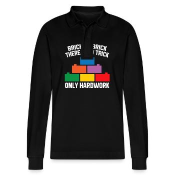 Brick Builder Brick Building Master Builder - Stanley/Stella Organic Unisex Long-Sleeved Polo Shirt Prepster - black - Front - Anna (173cm) & Nico (186cm)