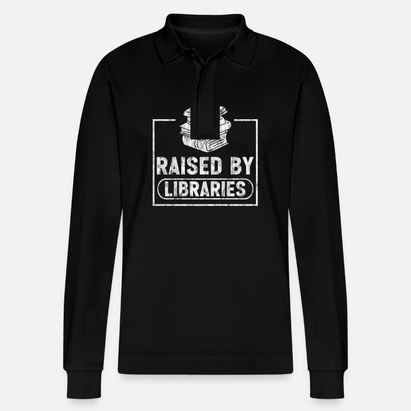 Raised By Libraries 3 - Stanley/Stella Unisex Bio-Langarm-Poloshirt Prepster - Schwarz