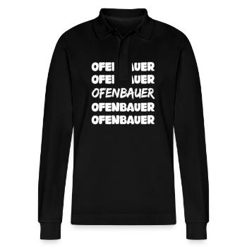 Stove builder as a job - Stanley/Stella Organic Unisex Long-Sleeved Polo Shirt Prepster - black - Front - Anna (173cm) & Nico (186cm)