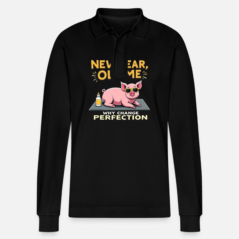 Sarkastischer Witz - Neujahr - Stanley/Stella Unisex Bio-Langarm-Poloshirt Prepster - Schwarz